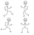 happy stick man in various poses isolated on white background Royalty Free Stock Photo